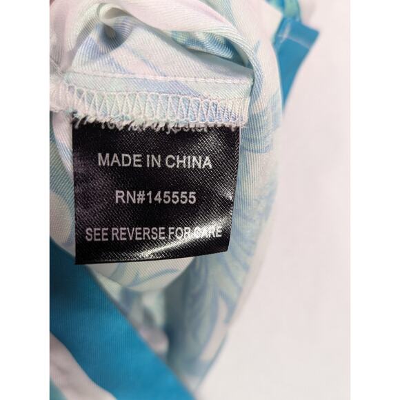 Cigar Couture 3XL Short Sleeve Button Up Baroque Syle Blue/Teal Moss - Picture 6 of 11